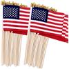 Uelfbaby Pack of 100，4x6 Inch American Hand Held Stick Flags with Kid-Safe Spear Top