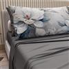 PETTI Artigiani Italiani - Lenzuola in Cotone con Federe in Stampa Digitale, Lenzuolo Singolo, Completo Letto Fantasia Floreale 14 Grigio Scuro, 100% Made in Italy