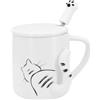 Gearific, Tazza da caffè in ceramica con coperchio e cucchiaio carino, regalo di Natale, tazza da caffè per amanti dei gatti, donne e ragazze, 3D carino coda di gatto (posteriore)
