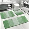 Enyhom Tappeti Bagno Antiscivolo 3 Pezzi, Tappeto Bagno Verde in Microfibra Morbido e Assorbente, Tappetino da Bagno Lavabile in Lavatrice, con Tappetino WC Contorno Soffice per Soggiorno, Bagno