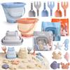 Dreamon Giochi Sabbia Bambini, 18 Pezzi Giochi Mare con Secchiello Spiaggia Bambini Pieghevole Paletta Borsa Rete Giochi Spiaggia (Blu, Arancione, Grigio)