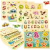 edutree Puzzle con pioli in legno per bambini dai 2 ai 4 anni, confezione da 6 giocattoli educativi Montessori, puzzle regalo per bambini da 1 a 3 anni con numeri dell'alfabeto e forme di animali