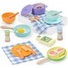 FMSKS Set Cucina Bambini in Legno 21 Pezzi con Pentole e Accessori, Giocattolo Educativo Montessori e Gioco di Ruolo per Creatività, Età 3+ Anni