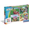 Clementoni - Puzzle per Bambini 4 in 1 Supercolor, per Bambini 3+ Anni, Illustrazione di Mickey Mouse Club House, Idea Regalo, Made in Italy, 19x14 cm, 21755