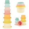 Bieco Tazza Impilabile in Silicone Tropical Vibes | Costruzioni Morbide | Costruzioni per Bambini 1 Anno Cubi Impilabili Piramide Montessori per Bambini Cubotti Morbidi Neonato