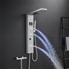 KINKIBOS Pannello doccia a LED senza rubinetto, 4 funzioni pannello doccia con doccia a pioggia, 3 ugelli massaggianti, doccetta e beccuccio per vasca da bagno, colonna doccia in acciaio inox 304,