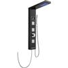KINKIBOS Pannello doccia a LED senza rubinetto, pannello doccia a 4 funzioni con doccia a pioggia, 3 ugelli per massaggi, doccetta a mano e beccuccio per vasca, colonna doccia in acciaio inox