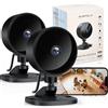 Surfola Telecamera Wi-Fi Interno, 1080P FHD Videocamera Sorveglianza per Neonati/Animali con Rilevamento Movimento e Sonoro AI, Visione Notturna, Audio Bidirezionale, Alexa e Google Home,2-pack