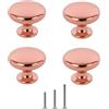 ShipeeKin 4X cromato lucido armadio hardware rotondo fungo porta maniglia maniglia pomello 30mm per armadio, cassetto, camera da letto, bagno Rack mobili ect. (Oro rosa)