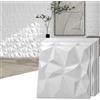 Qustikuri Confezione da 15 pannelli da parete 3D 3D in PVC con trama a diamante bianco, per sala giochi, soggiorno, camera da letto, lavanderia, cucina, fotografia 30 x 30 cm