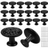 NAROSEBE 20 Pezzi Manopole per Mobili 30 MM, Pomelli per Mobili Vintage, Nero Pomelli per Cassetti, Pomolo per Mobili Rotondo, Manopola per Cassetto con Viti, per Porta Armadio Cassetto e Credenza