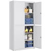 SONGMICS Armadietto Garage a 5 Ripiani con 4 Ante, Armadio Ufficio, 40 x 80 x 180 cm, 2 Serrature, Ripiani Regolabili, Armadio Metallo, Grigio Opaco OMC016G01