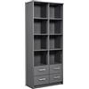 Inter Link Libreria - Scaffale aperto con 4 cassetti, 8 ripiani e ripiani regolabili come libreria-81,5 x 40 x 191,2 cm - Grigio antracite
