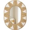 Oairse Specchi da Parete Ovali in Rattan, Specchio da Parete Moderno in Stile Boho con Gancio in Metallo, Decorazione da Parete Boho, Specchio per Ingresso, Bagno, Soggiorno, Camera da Letto