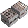 SONGMICS Set di 4 Organizzatori per Cassetto, 80 Scomparti (2x16+2x24), Scatole per Calze Pieghevoli, per Armadio, 30 x 30 x 10 cm, per Calzini, Biancheria Intima, Cravatte, Grigio Tortora RUS011G01