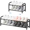ENJOYBASICS Scarpiera espandibile, 2 livelli, regolabile, in metallo, da 45 a 83 cm, scarpiera nera, salvaspazio, per corridoio