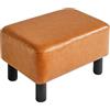 IBUYKE Poggiapiedi piccolo da 42 cm, in pelle PU, poggiapiedi moderno, per soggiorno, camera da letto, rettangolare, con seduta imbottita e gambe in legno di pino, arancione, RF-BD217