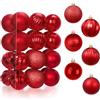 JOIEDOMI Set di 24 palline di Natale rosse, 6 cm, infrangibili, palline di Natale da appendere, per ghirlande, vacanze, matrimoni, decorazioni per feste al chiuso