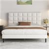 Yocreat Letto imbottito da 140 x 200 cm, struttura letto matrimoniale con testiera e sommiere, altezza 30 cm, colore bianco