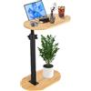 Peelanmall Tavolino da divano a forma di C, altezza regolabile a 360°, piccolo tavolino da 40 x 22 cm, tavolino in bambù, piccolo tavolino da caffè con slot per cellulare/tablet