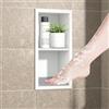 Bernkot Nicchia da parete in acciaio inox 304 con ripiano bianco, 31 cm x 12 cm, per bagno, supporto da incasso in bagno con montaggio superiore, non necessita di piastrelle