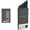 PARKER Jotter Duo Set Con Penna A Sfera E Penna Stilografica In Acciaio Inossidabile Con Finiture Cromata & Quink Ricariche Per Penne Stilografiche, Cartucce Lunghe, Inchiostro Nero