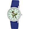 Brecjon Orologio da polso per bambini, con dinosauro T Rex e lancette luminose, 5 ATM, impermeabile, in tessuto, Quadrante blu scuro/luminoso