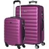 ITACA - Set valigie - Set Valigie Rigide Offerte. Valigia Grande Rigida, Valigia Media Rigida e Bagaglio a Mano. Set di Valigie con Lucchetto Combinazione TSA, Viola