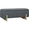 HOMCOM Pouf con Spazio di Archiviazione, Panca con Imbottitura in Schiuma, Tessuto Effetto Lino, 111 x 44 x 44,5 cm, Grigio scuro | Aosom Italy
