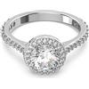 Swarovski Constella Anello Cocktail, con Zirconia Swarovski a Taglio Tondo e Classico Pavé, Placcato in Tonalità Rodio, Taglia 60, Bianco