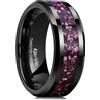 King Will Fede nuziale da uomo in carburo di tungsteno, 6 mm, 8 mm, nero/argento, con intarsi di frammenti blu, rosso, oro, viola, bordo smussato, T 1/2(62.08mm), Carburo di tungsteno, Non pietra