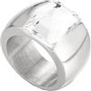 PAMTIER Anello con Gemma Multicolore Largo 10mm per Donne Anello a Fascia in Acciaio Inossidabile con Pietra Esagerata Placcato Argento Bianco Misura 14