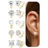 Habselikob 5 Paia Orecchini Clip Donna Orecchini Senza Buco CZ Perle Finti Orecchinis Non Forati Argento Oro