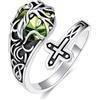 ROMANTICWORK Anello regolabile per pollice da donna, in argento Sterling 925, con albero della vita, regolabile, opale, turchese, agata muschiata, pietra di luna, regalo per donna, 7, metallo prezioso