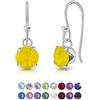 DTPsilver Orecchini Gialli Opale - Orecchini Pendenti Donna Argento 925 con Brillantini di Cristallo - Orecchini Donna Pendenti Argento 925 - Orecchini Lunghi con Punto Luce Argento - Orecchini Donna Colorati