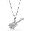 Dankadi Collana musicale con ciondolo per chitarra in argento Sterling 925, catena elegante musica classica 18 20 22 46 cm 50 cm 56 cm regolabile cristallo in AAA zircone regalo gioiello da donna,
