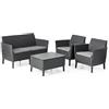 Keter Salemo Lounge Set, Set Mobili da Giardino in Rattan con Divano 2 Posti 2 Poltrone e Tavolino Porta Cuscini, Grafite