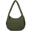 izuzta Borsa a tracolla trapuntata da donna, grande, trapuntata, in nylon leggero, borsa a tracolla imbottita, verde scuro, Medium, Moda