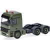 Herpa camion in miniatura Mercedes-Benz Actros L (96) MP1 trattore 3 assi (6x4), verde oliva (Belgio), militare, miniatura in scala 1:87, pezzo da collezione, Made in Germany, plastica