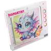 Diamantiny Design Art - Kawaii Quadretto 8 Dragon, Draghetto Bianco