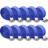NIERBO Cinghie di Tensione con Cricchetto 10 Pezzi, Cinghie di Fissaggio Regolabili 2,5cm x 2,5m Cinghia di Ancoraggio per Portabici Moto Portapacchi Auto (Blu)