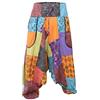 Gheri Pantaloni harem da uomo in cotone di canapa con cavallo basso casual patchwork, Batikprint, L/XL