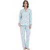 kolipajam Pigiama da donna in 100% cotone - Set con top a maniche lunghe, comoda chiusura con bottoni, abbigliamento da notte in stile boyfriend, taglie S-3XL, Blue Dots, L