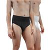 FarmaMed Ecodrytech Pacco da 2 Slip Uomo, Traspirante, Seamless, Antibatterico, Antiodore, 100% Made in Italy, Colore Nero+Silver, Taglia M/L