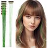 YTBYT 6 Pcs Extension Capelli Colorati con Clip 20,5 pollici Resistente al Calore Glitter Sintetici Estensioni Capelli Fairy Hair Accessori per Hair Styling Regalo di Festa (Verde)