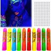 AYNKH 10 penne fluorescenti per tatuaggi sotto la luce nera, sicure e atossiche per Halloween, carnevale