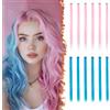 BARSDAR Extension Clip Capelli Colorati per Donne, 12 Pcs Colored Clip In Hair Extensions Colorate Party Highlights Posticci Sintetici Estensioni Rosa Chiaro e Cielo Blu da 55cm