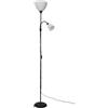 Eglo Lampada da terra Montanini-E, luce da soggiorno con illuminazione lettura, piantana con uplight, metallo nero e plastica bianca, attacco E14, 176 cm