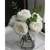 CHASMILE Artificial Flowers with White Roses in Vase, Fix Lifelike Fake Flowers in Vase with Artificial Water, Faux Flower Arrangements for Dining Table Centerpiece Decor