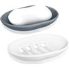Alyvisun Porta Saponetta in Silicone, 2 Pezzi Portasapone con Drenaggio, Portasapone Bagno Antiscivolo e Flessibile, Portasaponetta da Doccia, Cucina - Grigio e Bianco